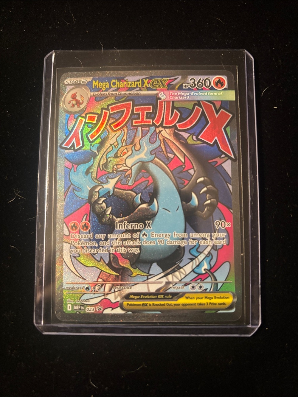 Pokemon Mega Charizard EX Holographic Card - Blue, Red, Yellow